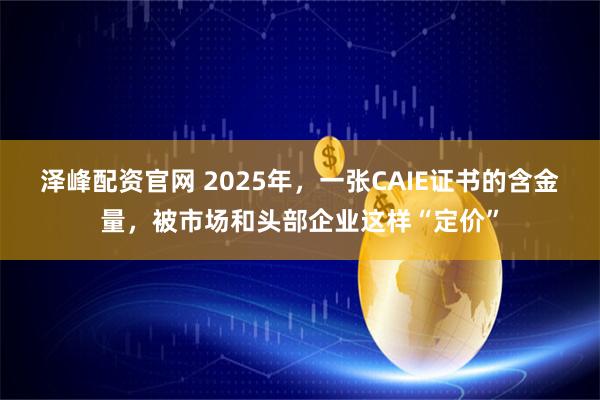 泽峰配资官网 2025年，一张CAIE证书的含金量，被市场和头部企业这样“定价”